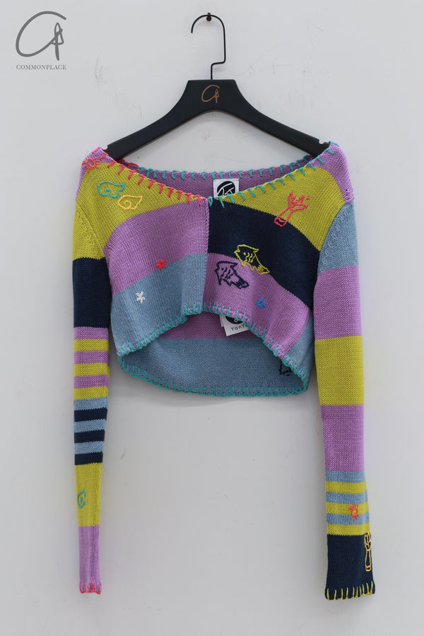 YANYAN KNITS contrasting color V-neck pullover YYK-YYW23-1271-PS color matching